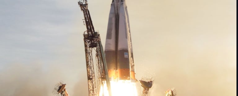 Launch vehicle on a launch pad